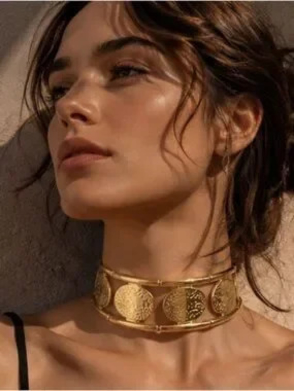 Gold Medallion Choker Necklace Luxe Sculptural Jewelry